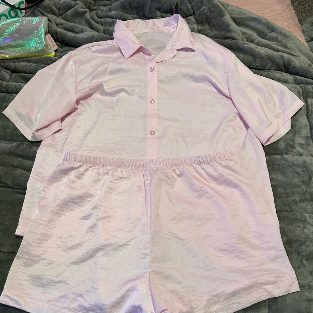 Light Pink Button-Up Pajama Set